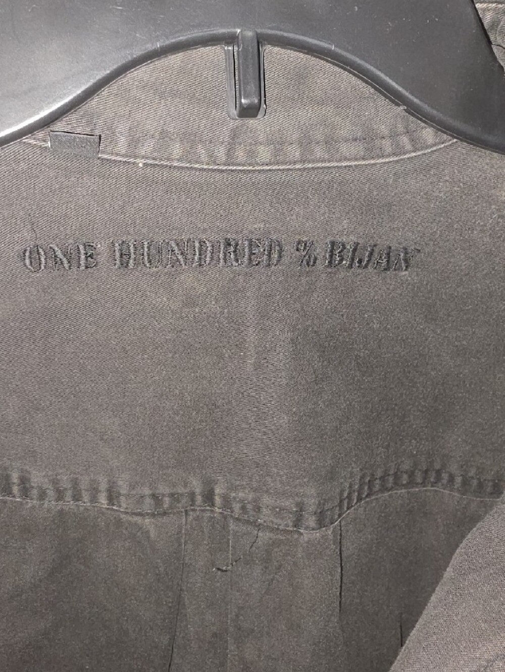 Men's Bijan Long-Sleeve Black Denim Shirt with Yellow/Gold Accent - Picture 3 of 7